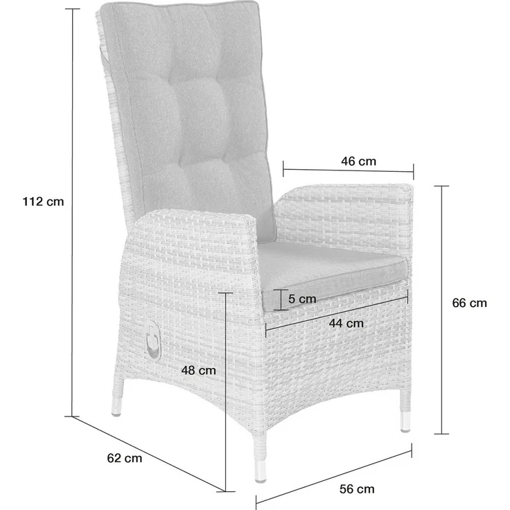 LC Garden Gartenstuhl Positionsstuhl Verstellsessel Parma Dining weiß-grau – Bild 2