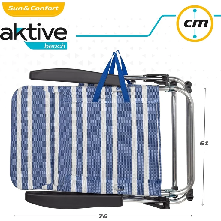 AKTIVE 62258 – 2er-Pack Klappstühle mit Mehreren Positionen für Strand, Garten, Terrasse oder Camping | Maße 47 x 50 x 85 cm | 5-Fach verstellbare, ergonomische Armlehne – Bild 7