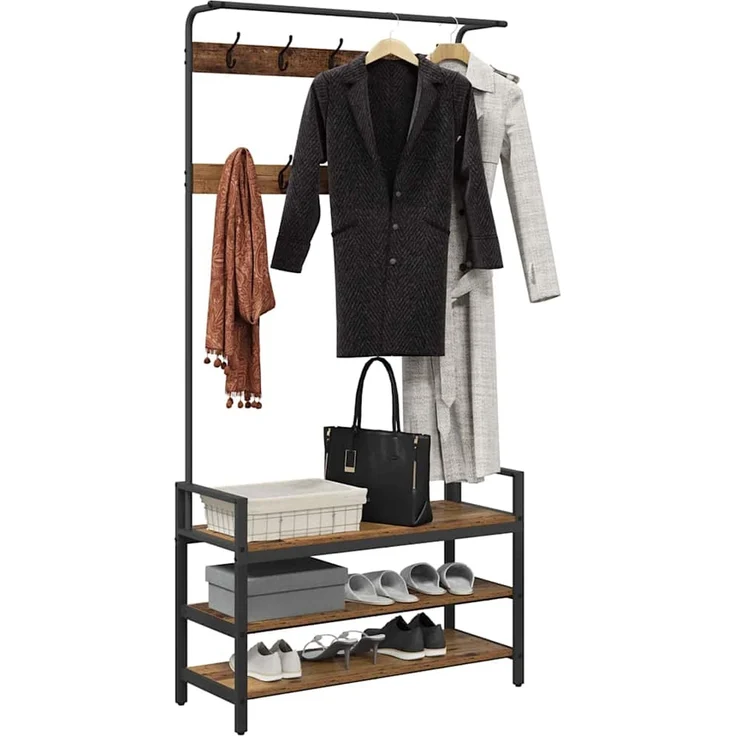 vidaXL Garderobenständer 95 x 34 x 184 cm Altholz Holzwerkstoff 879963 – Bild 3