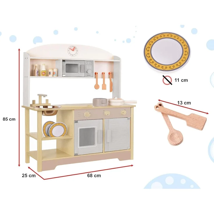 Kinderküche aus Holz, Spielküche aus Holz Spüle, Backofen, (Modell 4) – Bild 2