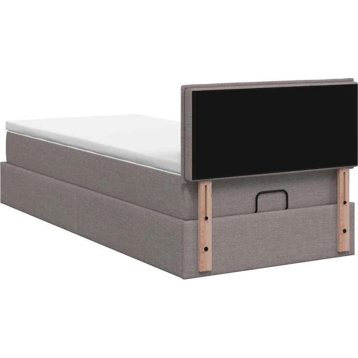 vidaXL Ottoman Bett mit Matratze mit Kopfteil Taupe 100 x 200 cm Stoff 3456389 – Bild 9