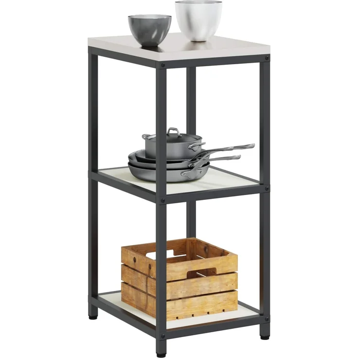 vidaXL Küchenaufbewahrung mit Regal Weiß 60 x 50 x 92 cm Stahl 874969 – Bild 2
