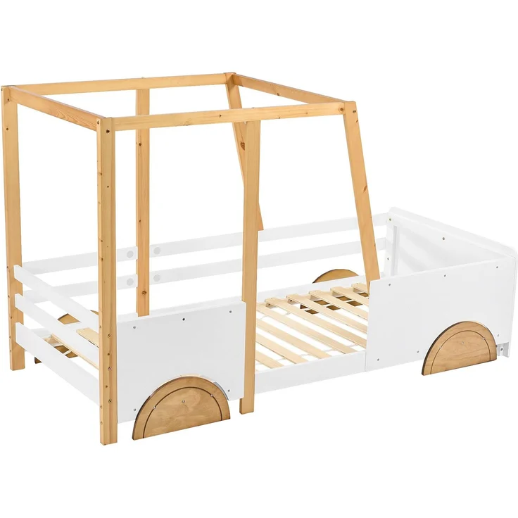 Kinderbett mit Lattenrost, 90x200 cm, Kinderbett mit Rausfallschutz, Kiefer – Bild 6