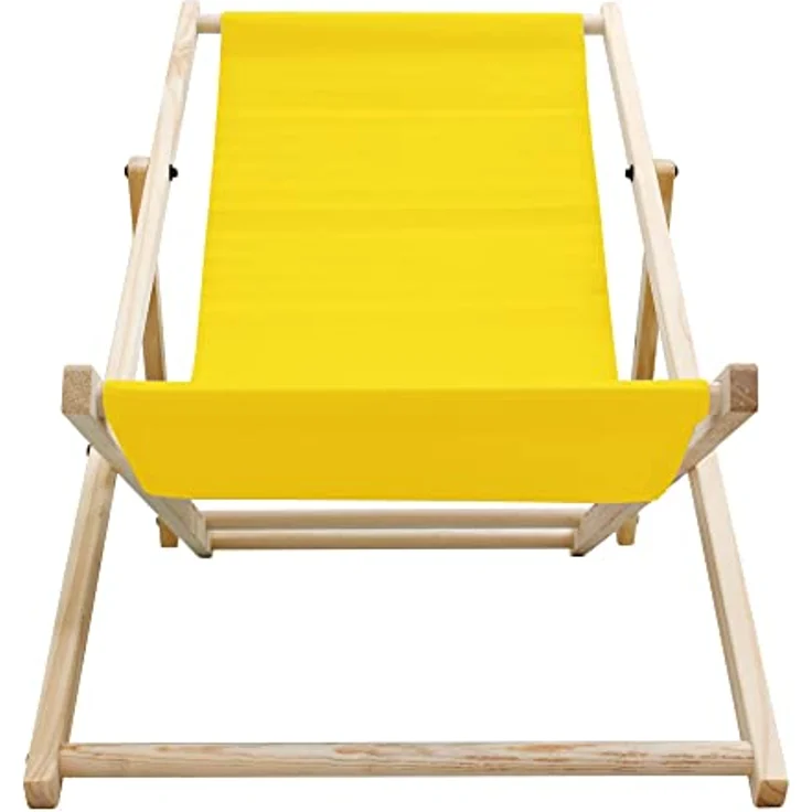 ECD Germany Liegestuhl klappbar aus Holz, Gelb, 120 kg Tragfähigkeit, drei Liegehöhen, wetterfestes Oxford-Gewebe – Bild 5