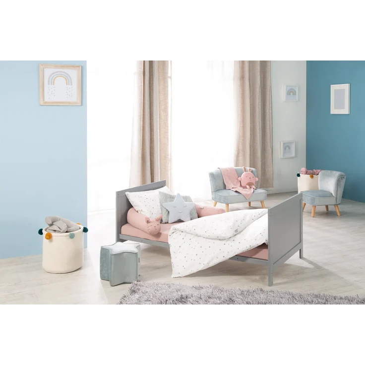 roba Gitterbettt 70 x 140 - 3-fach höhenverstellbar - 3 Schlupfsprossen - Babybett umbaubar - Holz taupe – Bild 5