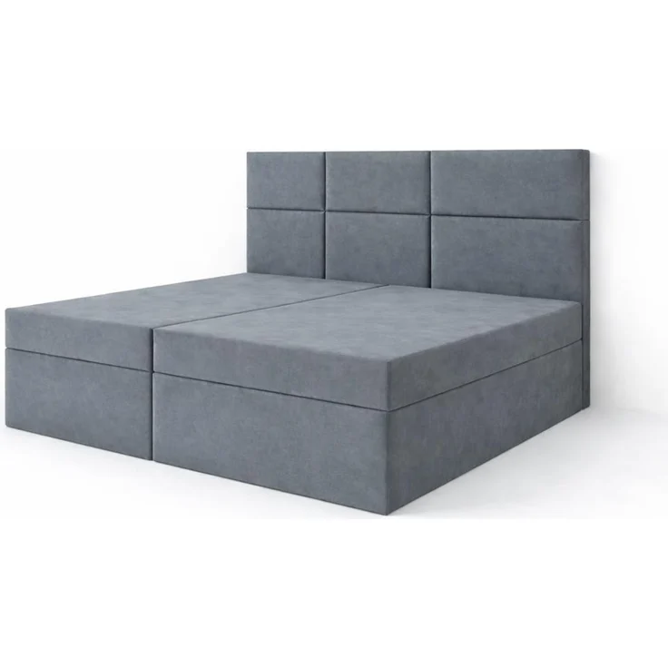 KRISAN MÖBEL Kontinentalbett DREAM2 Grau mit 2 Bettkasten und ergonomischem Topper, Bonell-Federkern Matratze, 140 x 200 cm – Bild 1