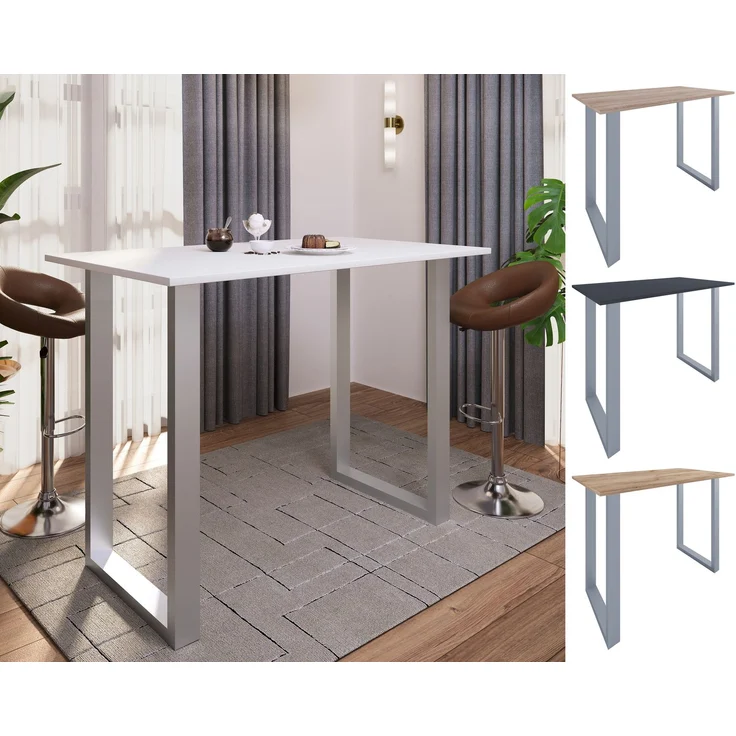 VCM Bartisch Xona 920154 Silber / Sonoma-Eiche H. 102 x B. 140 x T. 80 cm – Bild 3