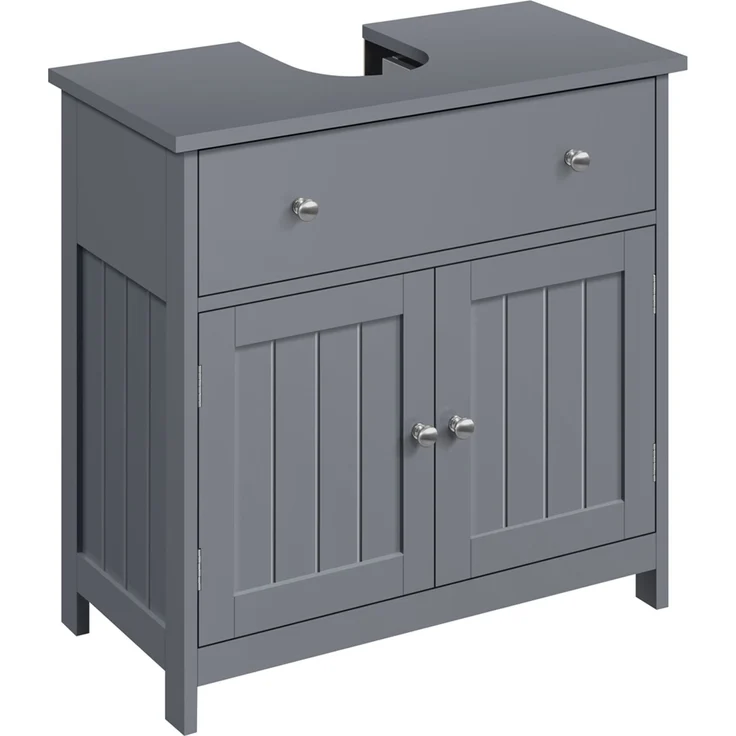 Yaheetech Waschbeckenunterschrank mit Schublade & 2 Türen, Holz grau, 60 x 30 x 60 cm – Bild 1