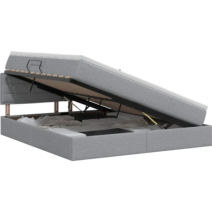 vidaXL Aufbewahrungsbett mit Matratze Hellgrau 180 x 200 cm Samt 3458574 – Bild 2