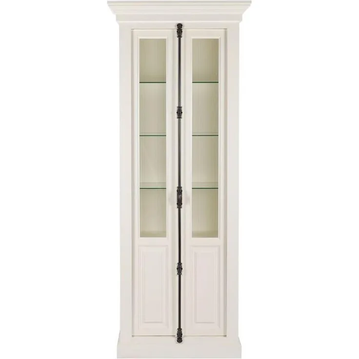 Casa Padrino Landhausstil Vitrine Weiß 95 x 45 x H. 242 cm - Vitrinenschrank mit 2 Türen - Massivholz Schrank - Landhausstil Möbel