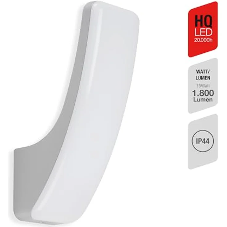TELEFUNKEN LED Außenwandleuchte, 15 Watt, 1.800 Lumen, 4.000 Kelvin, IP44, silberfarbig, 263x86x144mm (LxBxH) – Bild 3