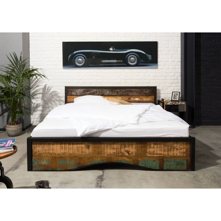 Bett mit Bettkasten Altholz 180x200 mehrfarbig lackiert INDUSTRIAL #109 – Bild 3