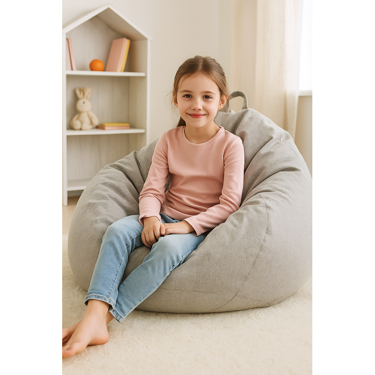 AD.CON Sitzsack mit Füllung, Hellgrau, 70 x 80 x 50 120L, Styropor-Regranulat – Bild 6
