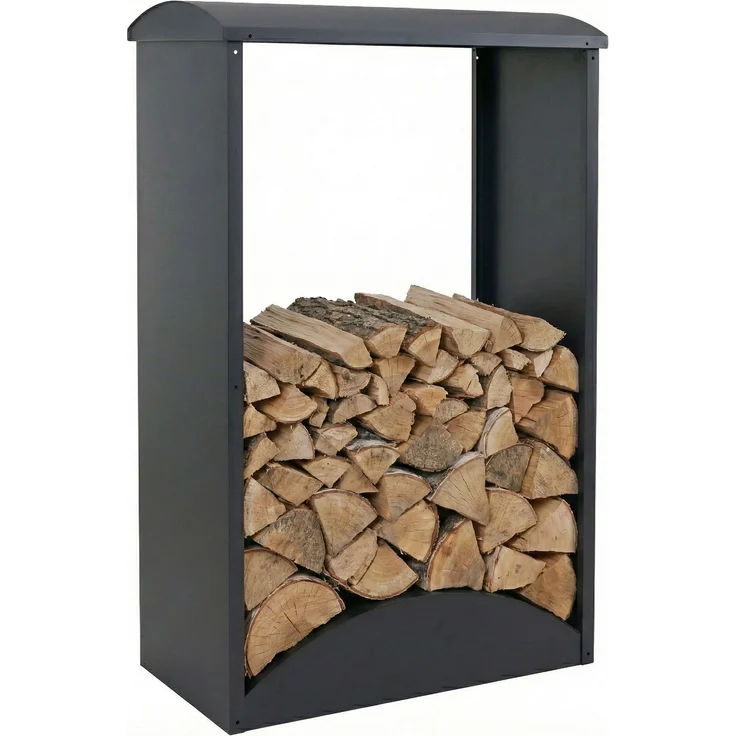 Brennholzlager HWC-P77, Kamin-/Feuerholzregal Holzlager Holzunterstand Outdoor Metall 160x98x50cm ~ anthrazit – Bild 1