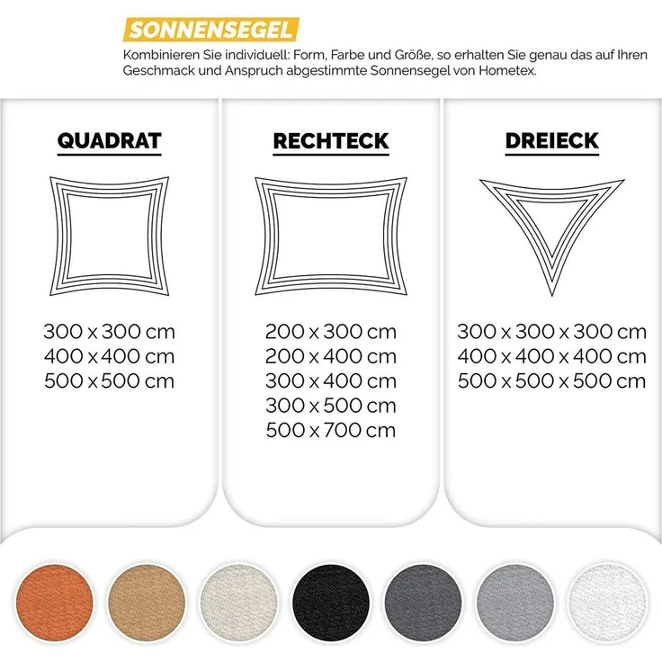 Hometex Premium Textiles Sonnensegel Sonnenschutz Windschutz - robust, stabil & vielseitig, robuster und stabiler Schattenspender für Garten, Balkon und Terrasse – Bild 3