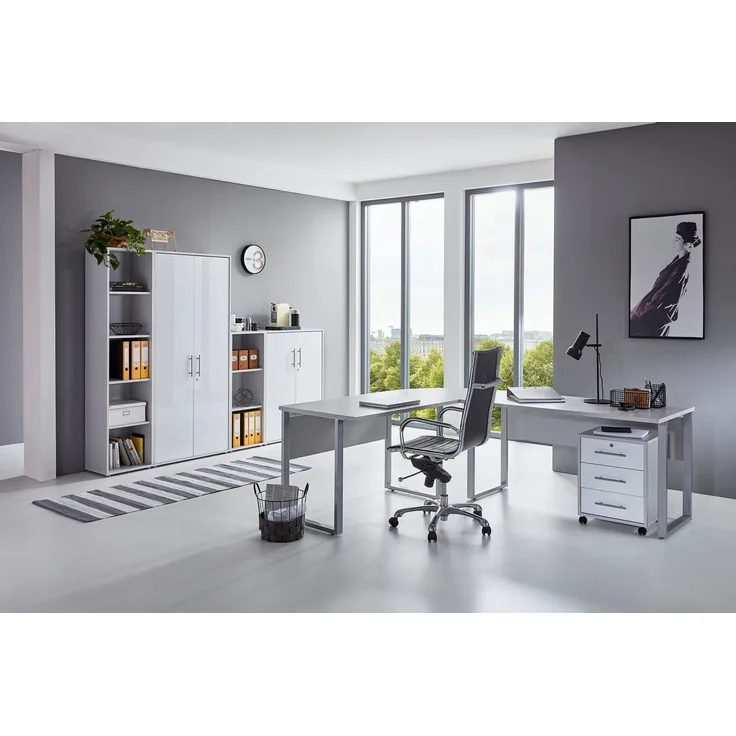 BMG Möbel Büromöbel-Set Office Edition, (Büroset, 6 tlg), Rollcontainer und Aktenschrank abschließbar