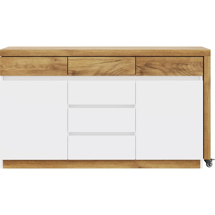 ZUBALIYA Schreibtisch mit feststellbaren Rollen – multifunktionales Design, 4 cm dickere, drehbare Tischplatte, fest arretierbar, weiß/Eiche, Faltbarer Schreibtisch, Eckschreibtisch, Sideboard,Dicke Materialie – Modell N880P5298689O – Bild 12