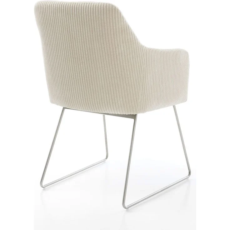 Esszimmerstuhl Greg-Flex Cord Beige Kufengestell Edelstahl Taschenfederkern – Bild 5
