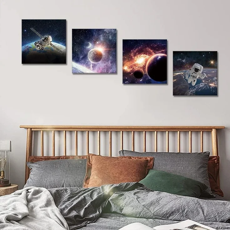 Leinwandbilder 4 Teilig Kunstdruck Planet Universum Raum 30x30cm – Bild 5