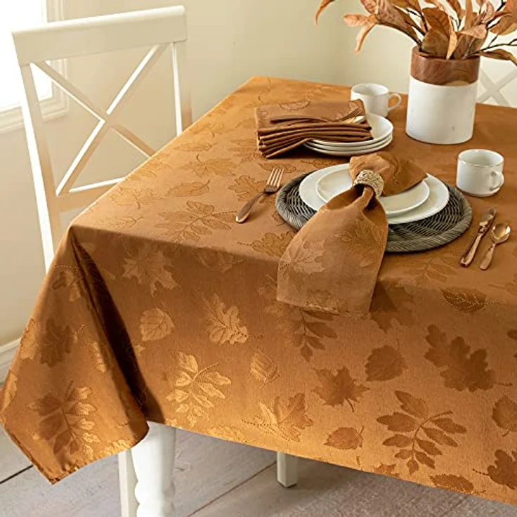 Benson Mills Harvest Legacy Damast-Tischdecke für Herbst, Ernte und Erntedankfest, (Bernstein-Bronze, 152,4x213,4 cm, rechteckig) – Bild 4