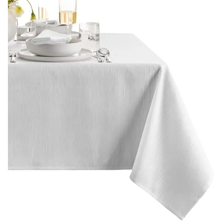 Elrene Home Fashions Continental Tischdecke, Feste Textur, Wasser- und schmutzabweisend, rechteckig, 152,4x253,4 cm, Weiß – Bild 1
