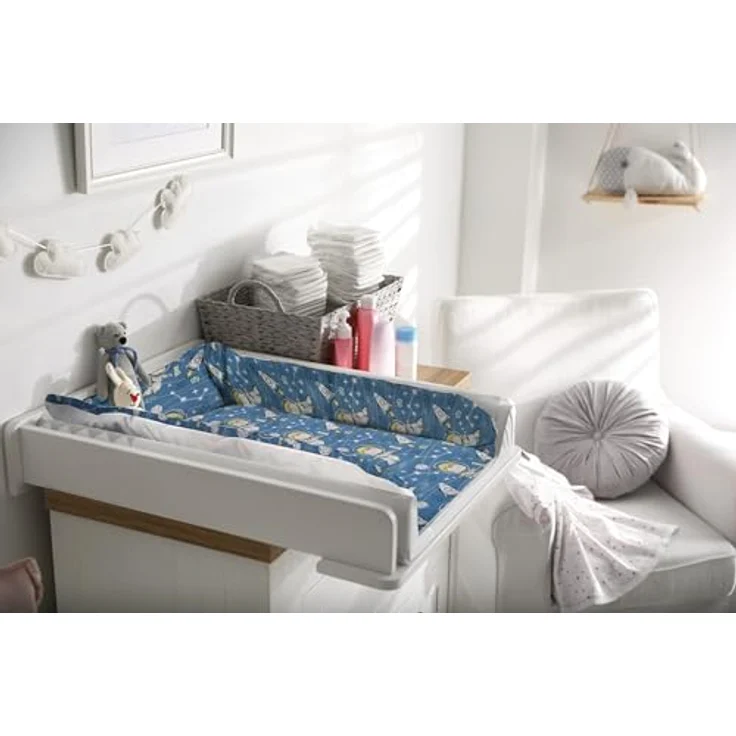 Balbina® Wickelunterlage Wasserdicht Wickeltischauflage für Wickelkommoden baumwolle 70x70 I Kosmos – Bild 5