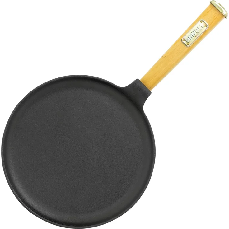 Pfannkuchenpfanne 24 cm Crêpes - Bratpfanne aus Gusseisen Omlettpfanne Blinipfanne Holzgriff Induktion – Bild 3