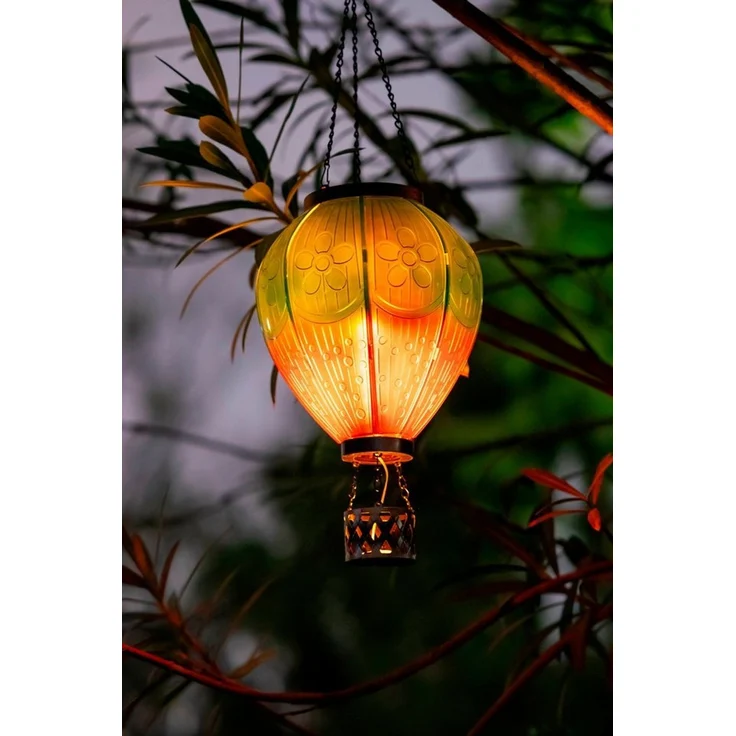 Northpoint LED Gartenleuchte Solar Laterne Heißluftballon Windlicht Außenbereich Grün Lila XL – Bild 2
