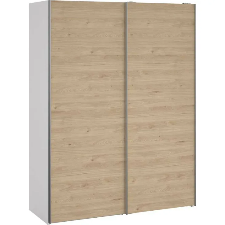Dmora Kleiderschrank 2 Türen Maurice, Schlafzimmermöbel, Schrank, Garderobe, 150x61 h200 cm, Weiß und Eiche