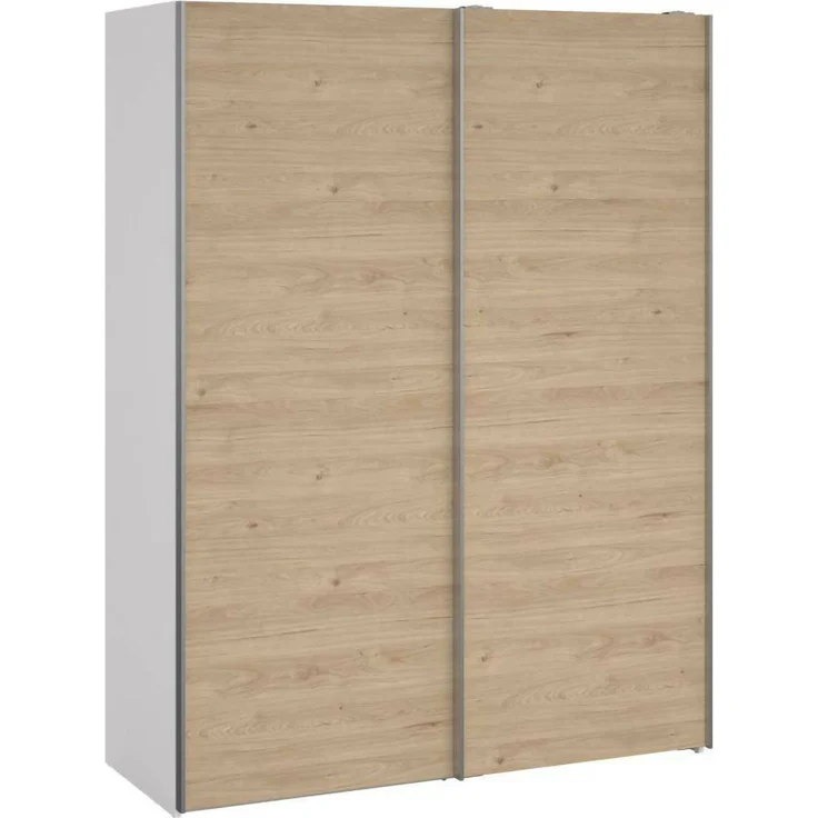 Dmora Kleiderschrank 2 Türen Maurice, Schlafzimmermöbel, Schrank, Garderobe, 150x61 h200 cm, Weiß und Eiche – Bild 1