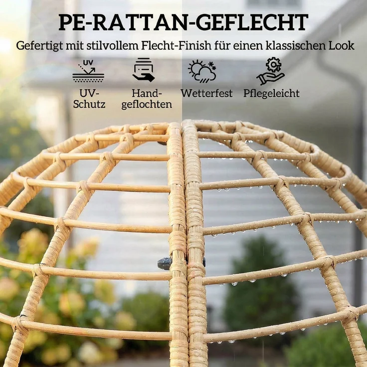 Outsunny Eiersessel, PE-Rattan, Stahl, Beige, 76L x 65B x 147H cm – Bild 5