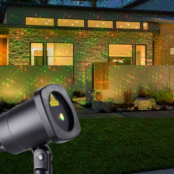 LED Außen Steckleuchte, Laser, rot-grün – Bild 3