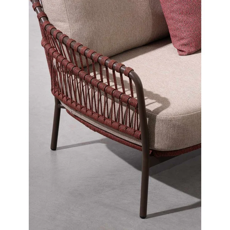 Gartensessel Aitalia aus Metall, modernes Design, Java Rot, gepolstert, abnehmbare Kissen – Bild 2