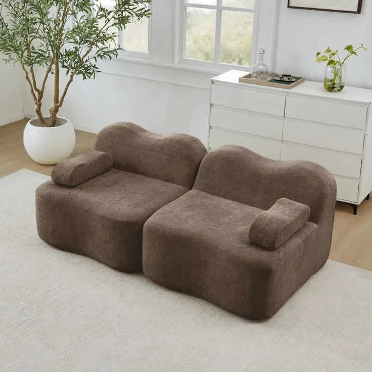 Odikalo Sofa Ecksofa Eckcouch mit Schlaffunktion Modulares Boneless Sofa, Wellenform, tiefe Sitzkissen, bewegliches Armlehnenkissen, für Wohnzimmer & Apartment, kein Aufbau erforderlich