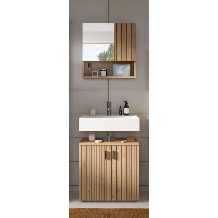 Badkombination B/H/T: 60x180x30 cm in Artisan Oak Nachbildung und -- – Bild 6