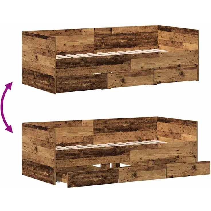 vidaXL Tagesbett mit Schubladen Altholz 90 x 190 cm Holzwerkstoff 3333996 – Bild 10