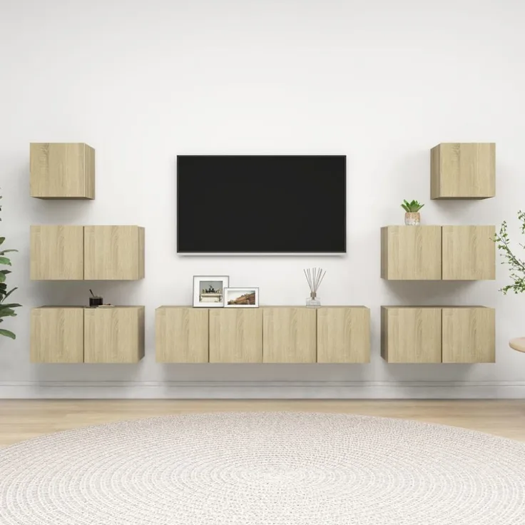 vidaXL 8-tlg. TV-Schrank-Set Sonoma-Eiche Spanplatte [3079029]