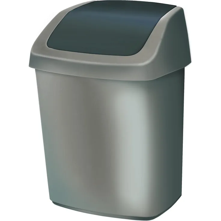CURVER Abfallbehälter Swing-Top mit Schwingdeckel 10 l silber/anthrazit