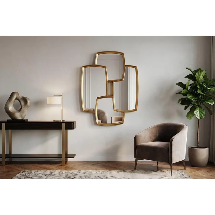 riess-ambiente Wandspiegel QUADRA 90cm gold – vier Spiegelflächen, variabel, Statement Piece (Einzelartikel, 1-St), Spiegel mit Mehrfachoptik – ideal für Flur, Wohn- oder Schlafzimmer – Bild 5