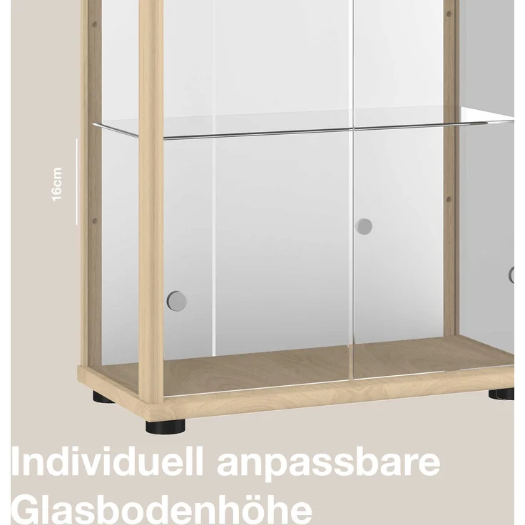 K-Möbel Glasvitrine C1084 (Glasvitrine (176x67x33 cm) mit 2 Glastüren) Glasvitrine stehend – Bild 6