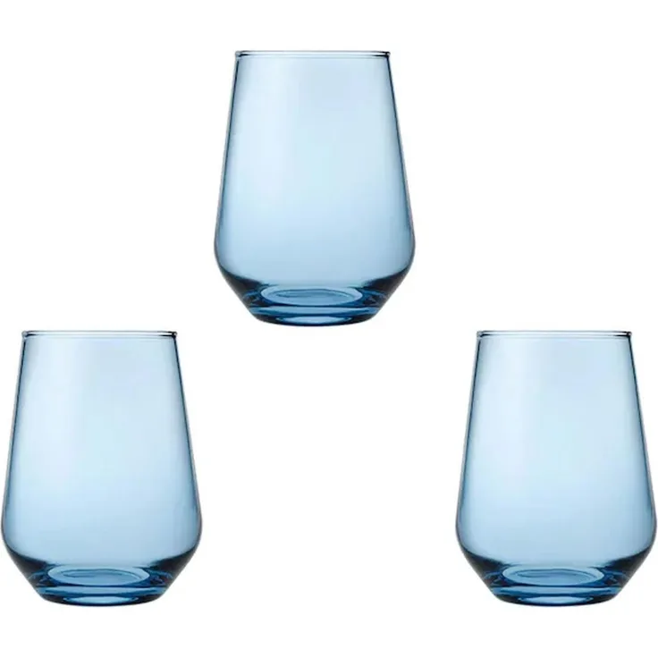 Pasabahce AllegraT 41536T 3er Set Blau Trinkgläser Gläser-Set Kaffee Cocktail Glas 42,5cl Glas