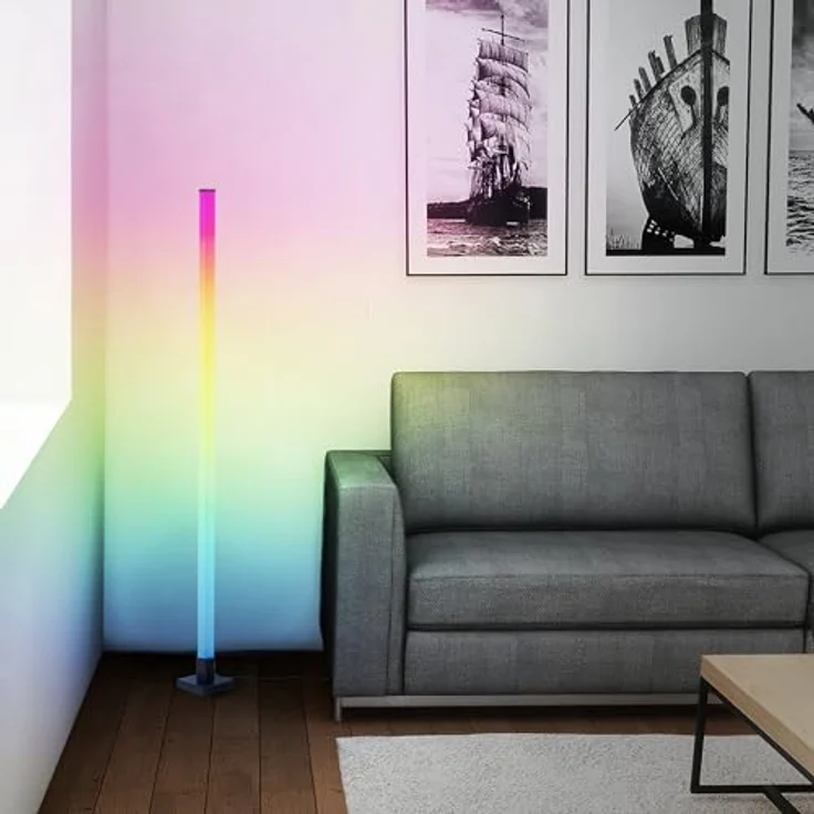 BreLight LED Stehlampe Neele LED Stehleuchte, Dimmer, Dimmfunktion, dimmbar über Fernbedienung, LED fest integriert, RGB, 150 cm, digitales RGB, Musiksensor, zerlegt mit Aufbauanleitung – Bild 3