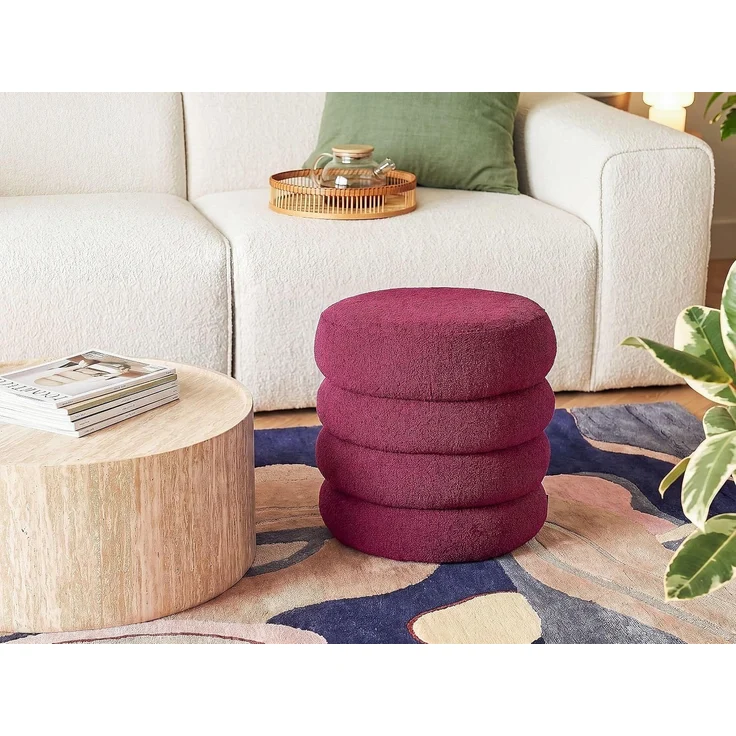 Pouf SUMPTER Bouclé Burgunderrot – Bild 2