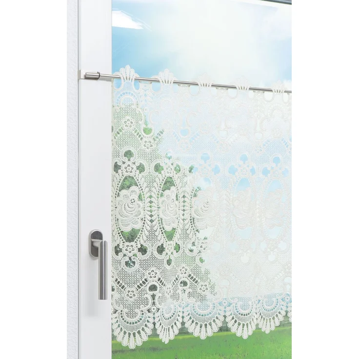 Scheibengardine Plauener Spitze - Blumenspitze #1W (BxH) 63cm x 65cm beige – Bild 4