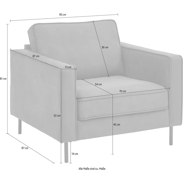 ATLANTIC home collection Sessel Weston, 95/87/81 cm, Anthrazit, 1, 1 Sessel – Bild 3