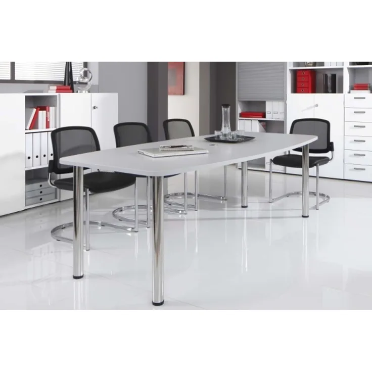 Konferenztisch KT22C 220x105cm Grau 4-Fuß Gestellfarbe: Chrom