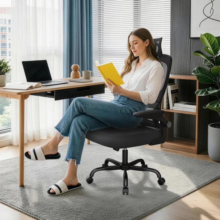 Botifly Ergonomischer Bürostuhl, Mesh-Gewebe, Schwarz, 90°-120° Wippfunktion, 10 cm Höhenverstellbar – Bild 8