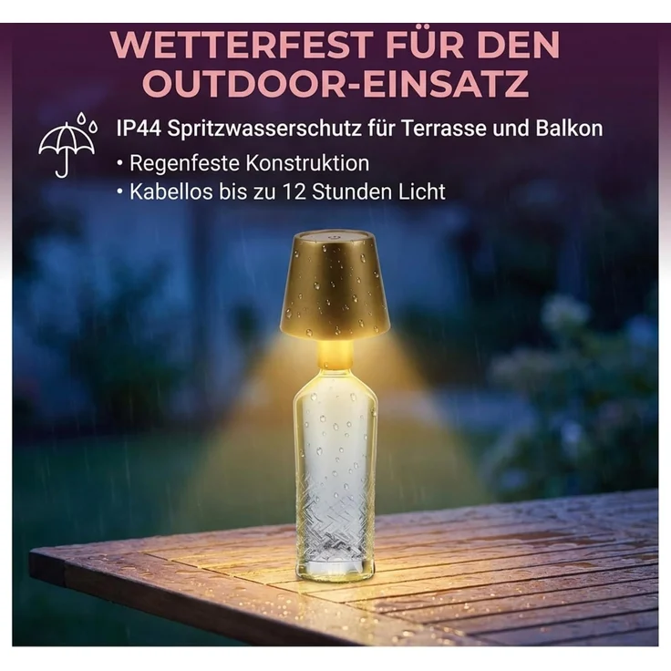 AddLiving LED Flaschenleuchte Gold – Bild 5