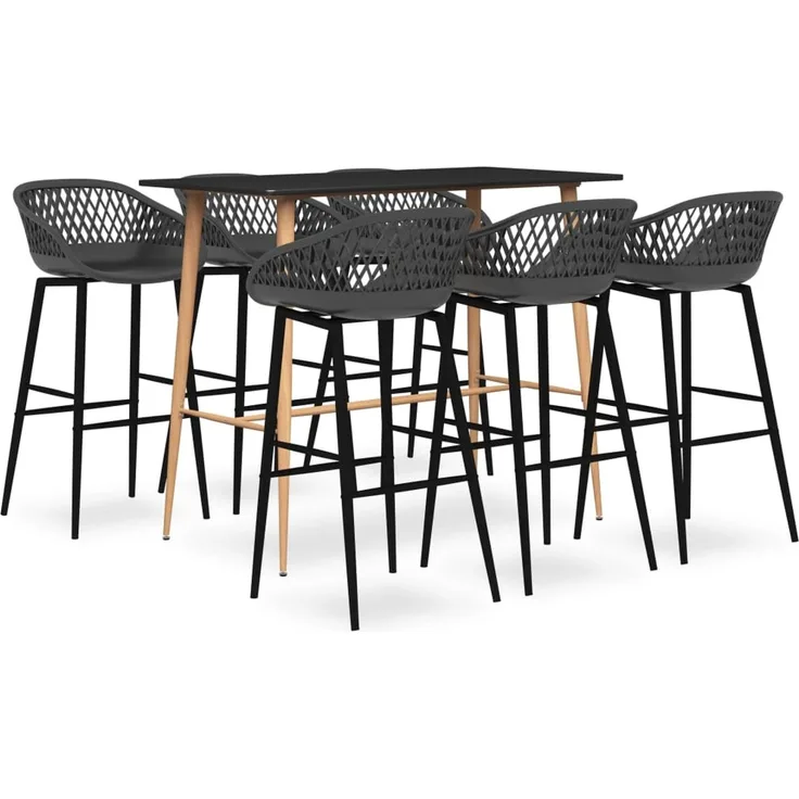 vidaXL 7-tlg. Bar-Set Schwarz und Grau 3057475