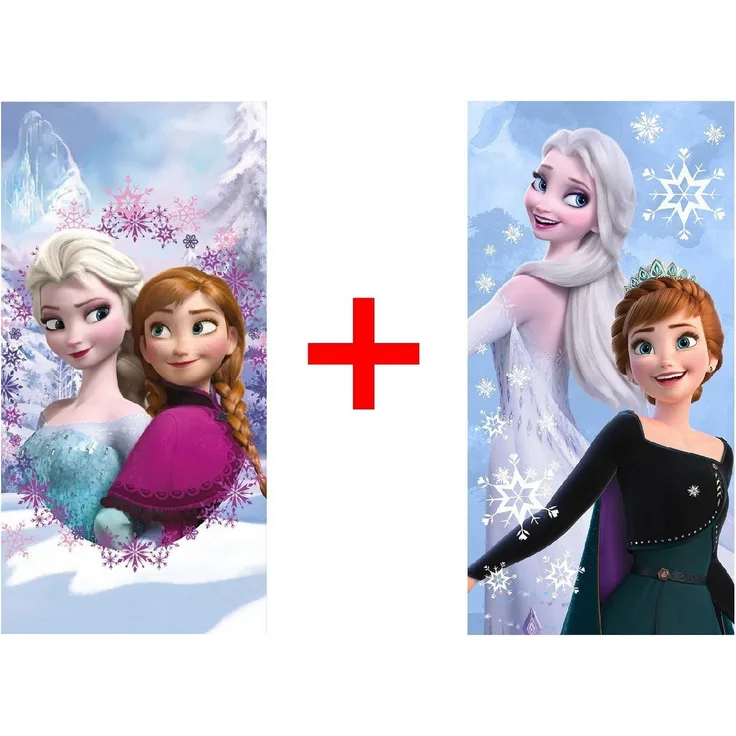 Disney Handtücher Disney Frozen Anna Elsa Strandtuch Badetextilien 70x140cm 2er-Set, Frottee (Set, 2-St)